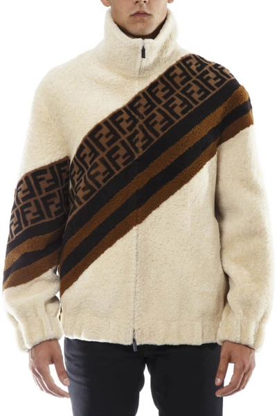 Shop Fendi Reversible Sheepskin Jacket In Multicolor