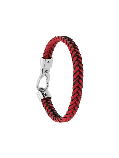 Shop Tod's Braided Bracelet In Red