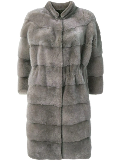 Shop Manzoni 24 Reversible Fur Coat In Grey
