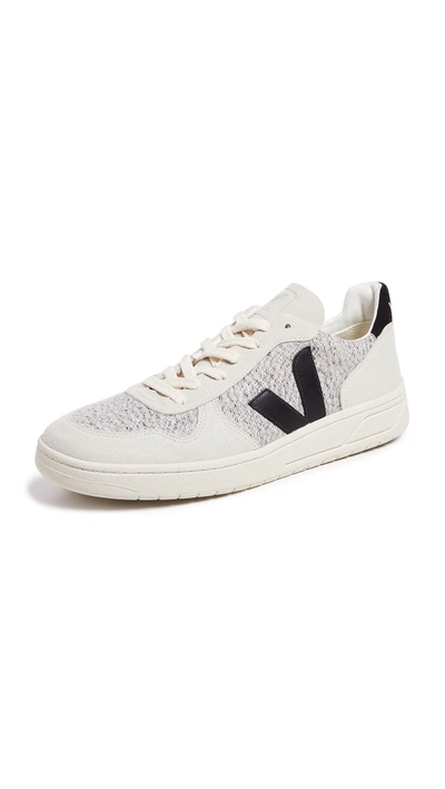 Shop Veja V-10 Flannel Sneakers In Snow/black