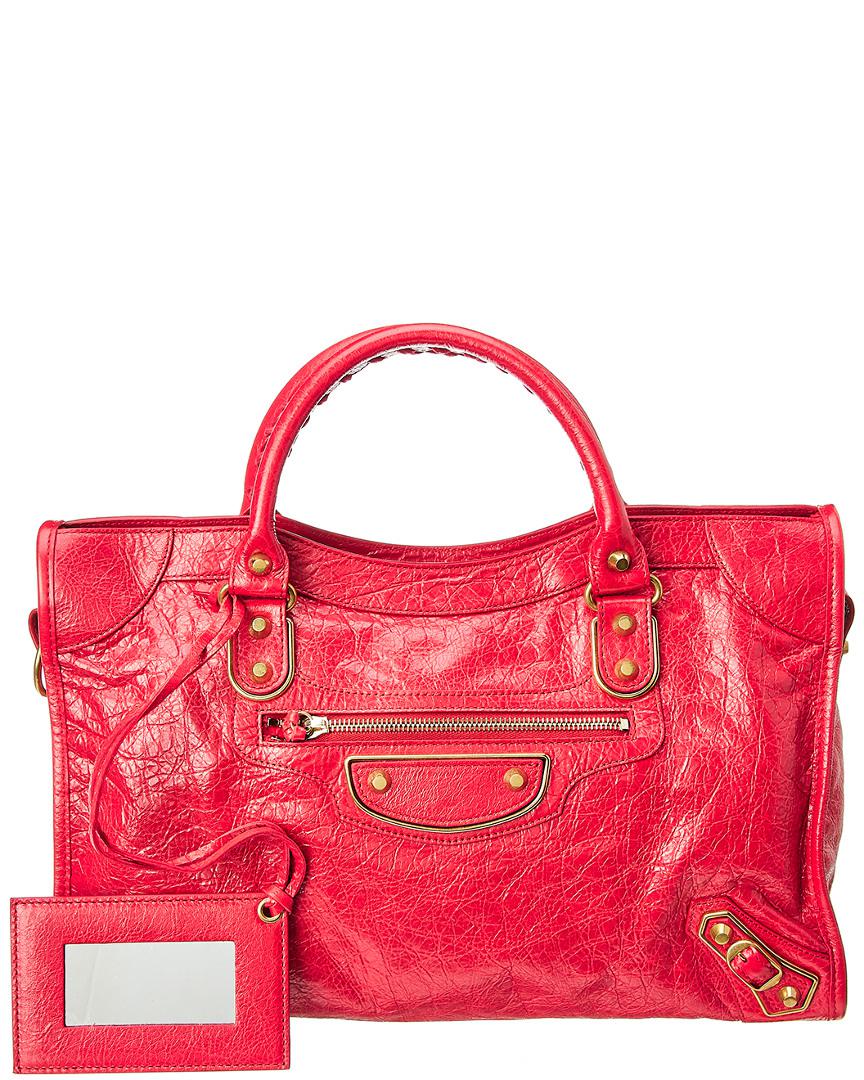 Balenciaga Classic Metallic Edge City Medium Leather Shoulder Bag In Red |  ModeSens