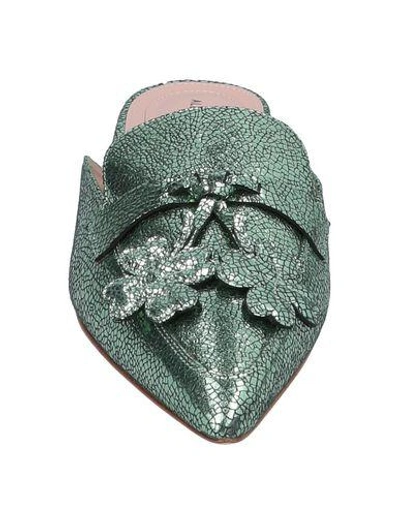 Shop Alberta Ferretti Woman Mules & Clogs Light Green Size 6 Soft Leather
