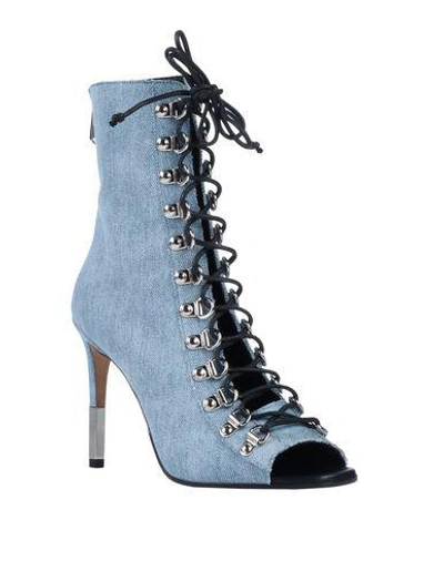 Shop Balmain Ankle Boots In Blue