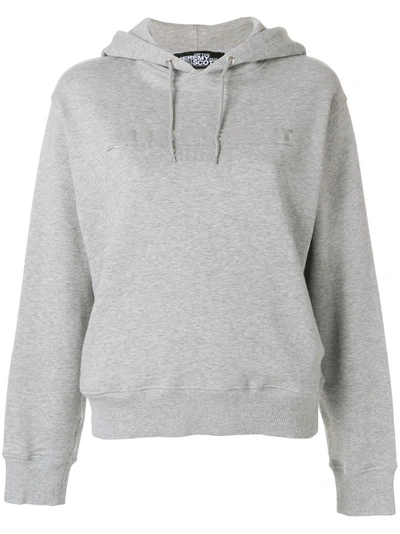 Shop Jeremy Scott Logo Patch Hooded Sweatshirt In Grey