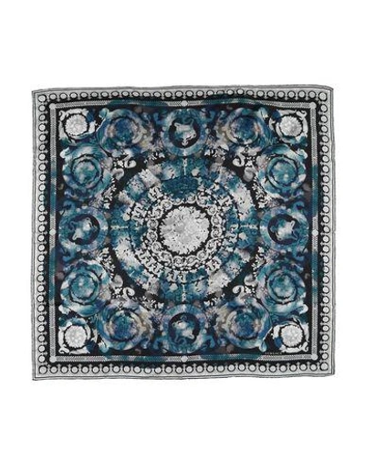 Shop Versace Square Scarf In Turquoise
