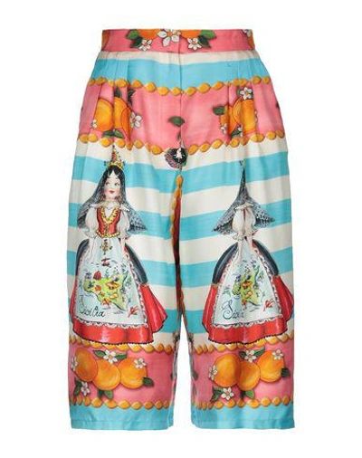 Shop Dolce & Gabbana Cropped Pants & Culottes In Sky Blue