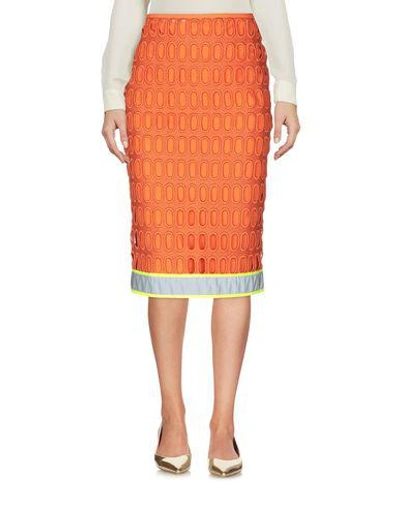 Shop Moschino Knee Length Skirts In Orange