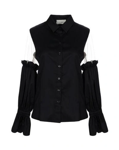 Shop Elaidi Solid Color Shirts & Blouses In Black