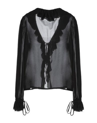 Shop Saint Laurent Silk Shirts & Blouses In Black