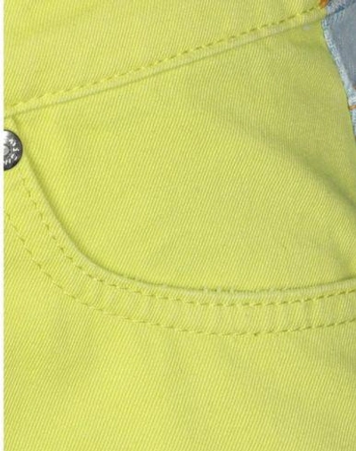 Shop Msgm Woman Denim Pants Acid Green Size 4 Cotton