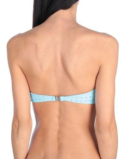 Shop Moschino Bikini Tops In Sky Blue