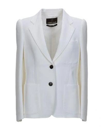 Shop Roberto Cavalli Blazer In White