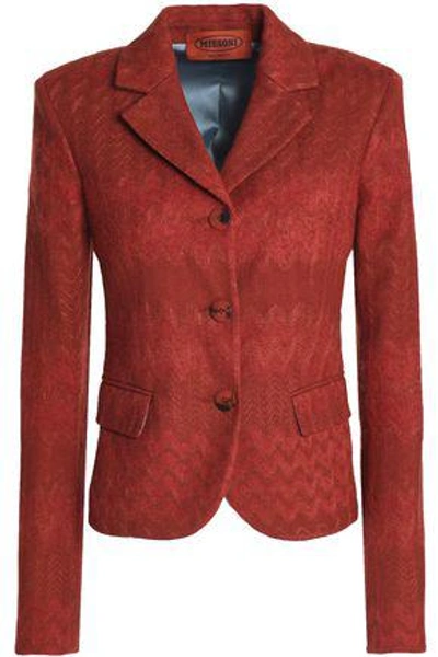 Shop Missoni Crochet-knit Blazer In Brick