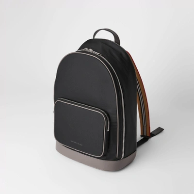 Shop Burberry Icon Stripe Detail Nylon Backpack In Black