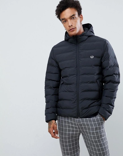 Fred Perry Hooded Puffer Jacket In Black - Black | ModeSens