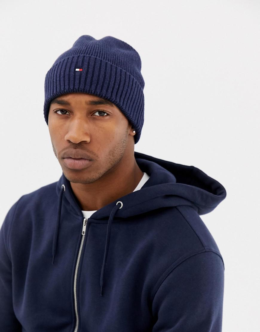 Tommy Hilfiger Pima Cotton Cashmere Beanie In Navy - Navy | ModeSens