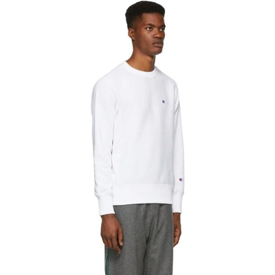 Shop Champion Reverse Weave White Logo Sweatshirt In Wht-white