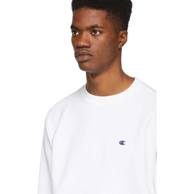 Shop Champion Reverse Weave White Logo Sweatshirt In Wht-white