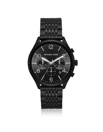 Shop Michael Kors Merrick Black Plated Chronograph Watch