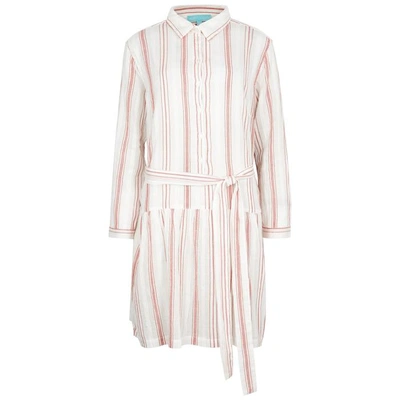 Shop Melissa Odabash Amelia Striped Cotton Shirt Dress In Red And White