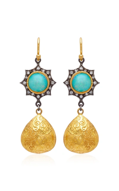 Shop Arman Sarkisyan 22k Gold Opal And Diamond Earrings In Green