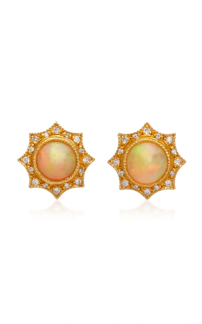 Shop Arman Sarkisyan 22k Gold Opal And Diamond Stud Earrings