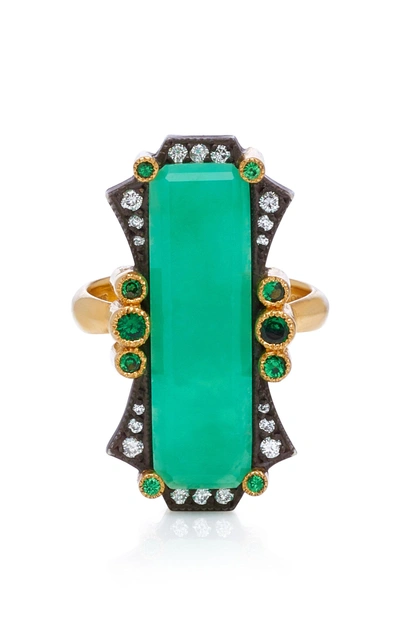 Shop Arman Sarkisyan 22k Gold Chrysoprase And Diamond Ring In Green