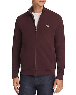 Lacoste Zip-front Pique Sweatshirt In Burgundy | ModeSens