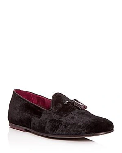 Shop Ted Baker Men's Lility Velvet Smoking Slippers In Black