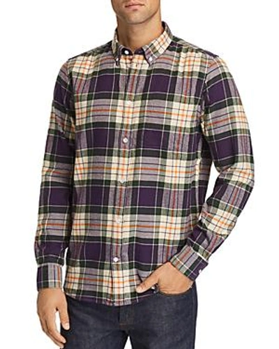 Shop Wesc Olavi Plaid Regular Fit Button-down Shirt In Midnight Lilac