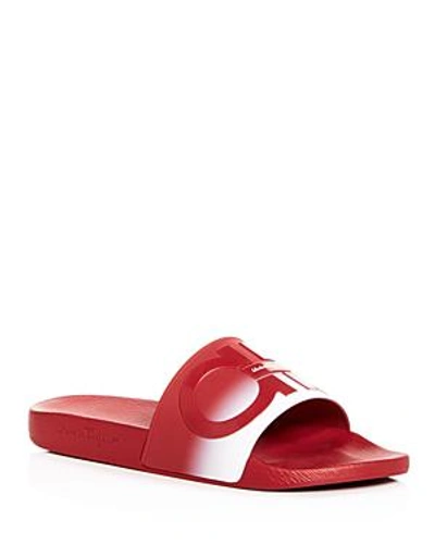 Shop Ferragamo Men's Groove Slide Sandals - 100% Exclusive In Red