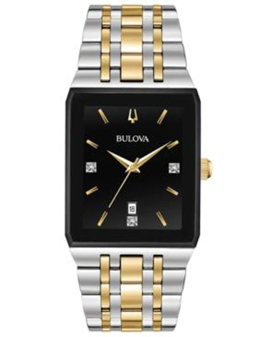 Shop Bulova Men's Diamond-accent Two-tone Stainless Steel Bracelet Watch 30.5x45mm, Created For Macy's