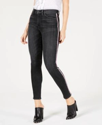 Shop Hudson Barbara Side-striped Skinny Jeans In Dark Raven