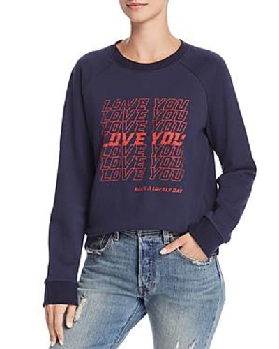 Shop Rebecca Minkoff Jennings Love You Graphic Sweatshirt In Navy/red