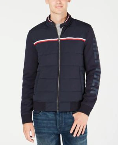 Shop Tommy Hilfiger Men's Monroe Full-zip Knit Bomber Jacket In Midnight