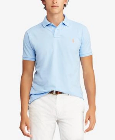 Shop Polo Ralph Lauren Men's Custom Slim-fit Mesh Polo Shirt In Baby Blue