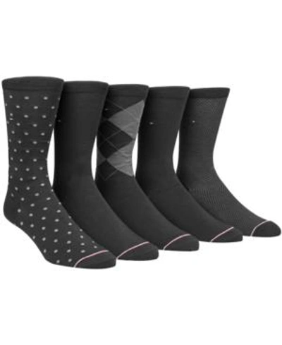 Shop Tommy Hilfiger Men's 5-pk. Assorted Printed Crew Socks In Black
