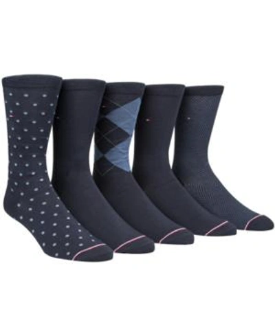 Shop Tommy Hilfiger Men's 5-pk. Assorted Printed Crew Socks In Classic Navy