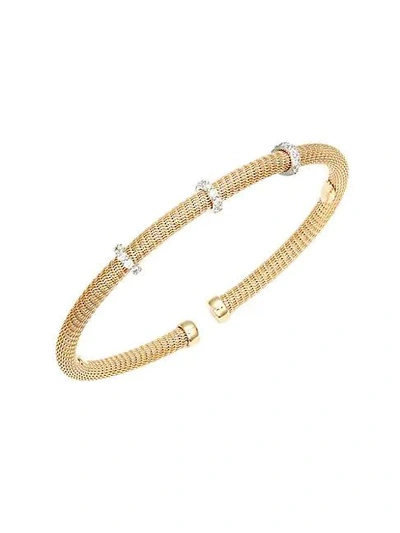 Shop Saks Fifth Avenue 14k White Gold, 14k Yellow Gold & Diamond Cuff Bracelet