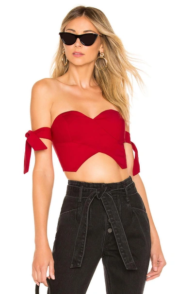 Shop About Us Beatrice Tie Sleeve Corset In Red