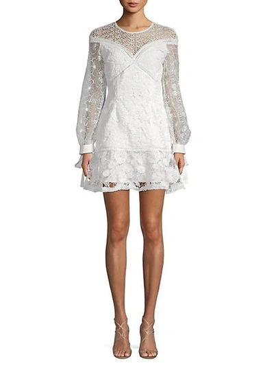 Shop Few Moda Floral Lace Long-sleeve Dress In White