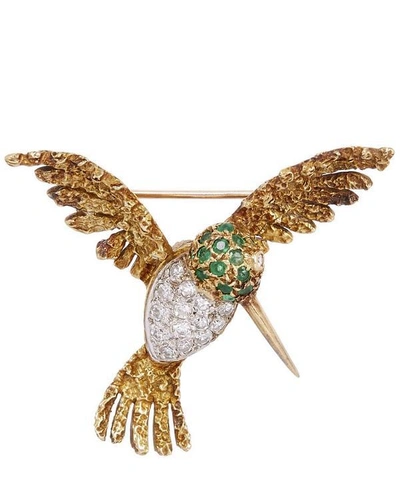 Shop Kojis Gold Gemstone Hummingbird Brooch