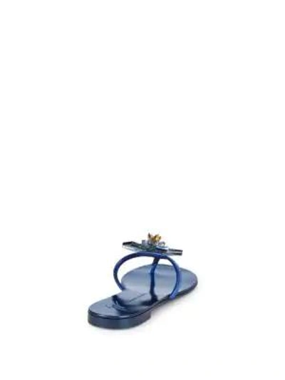 Shop Giuseppe Zanotti Crystal Flower Metallic Thong Sandals In Setter