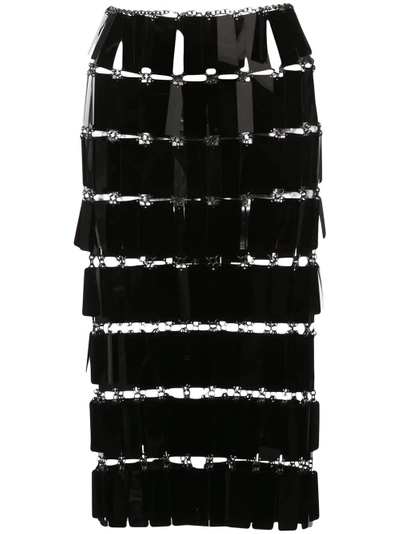 Shop Paco Rabanne Paillette Midi Skirt - Black