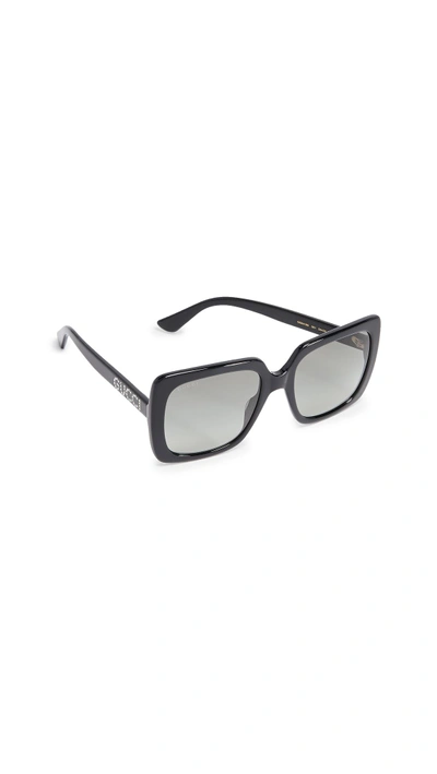 Shop Gucci Acetate Square Sunglasses In Black/grey