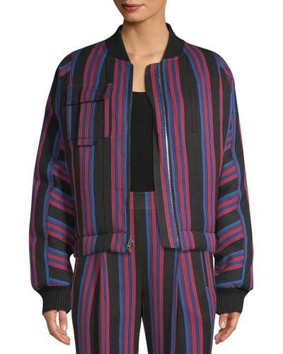 Shop Diane Von Furstenberg Striped Bomber Jacket In Nocolor