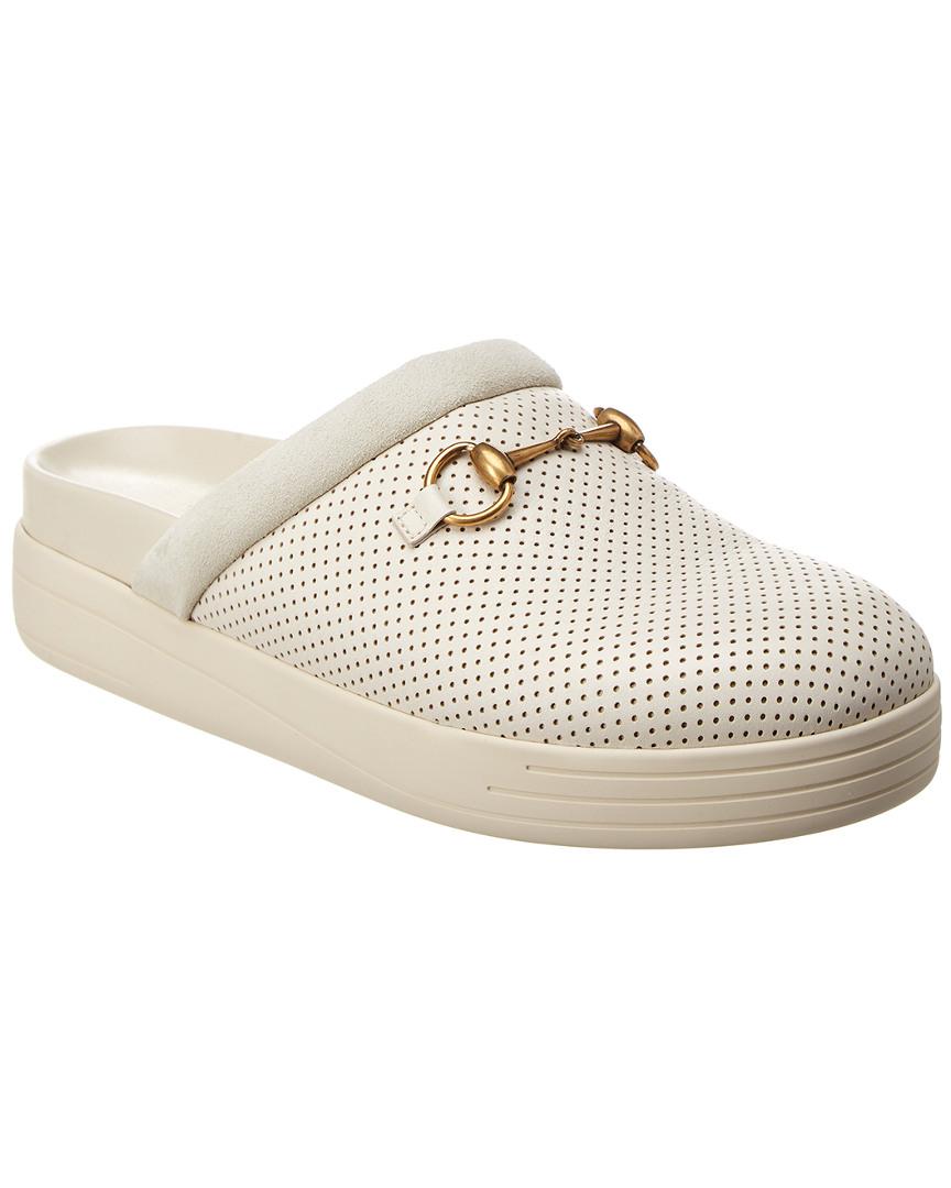 gucci leather slipper white