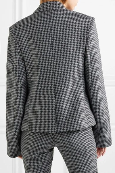 Shop Rokh Button-embellished Houndstooth Tweed Blazer In Gray