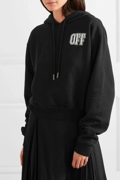 Shop Off-white Printed Cotton-jersey Hoodie In Black
