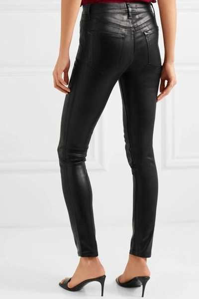 Shop J Brand Maria Coated High-rise Skinny Jeans In Black